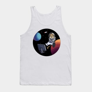 astronaut dog playing game in space Tank Top